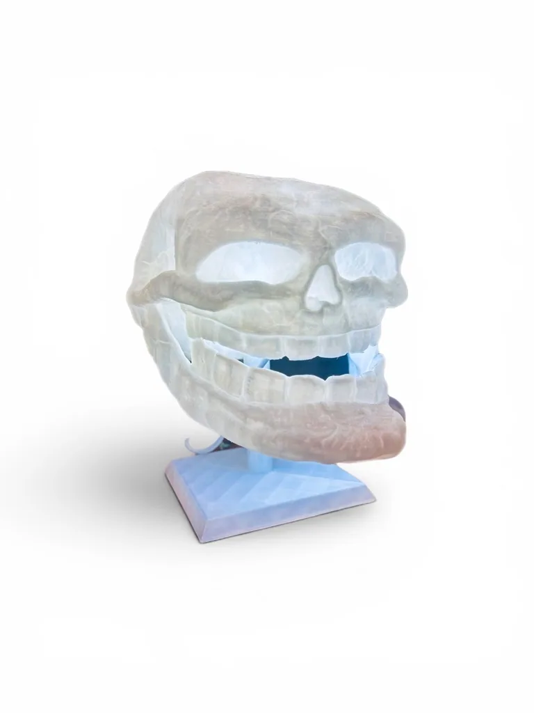 Creación física de lámpara de calavera encendida