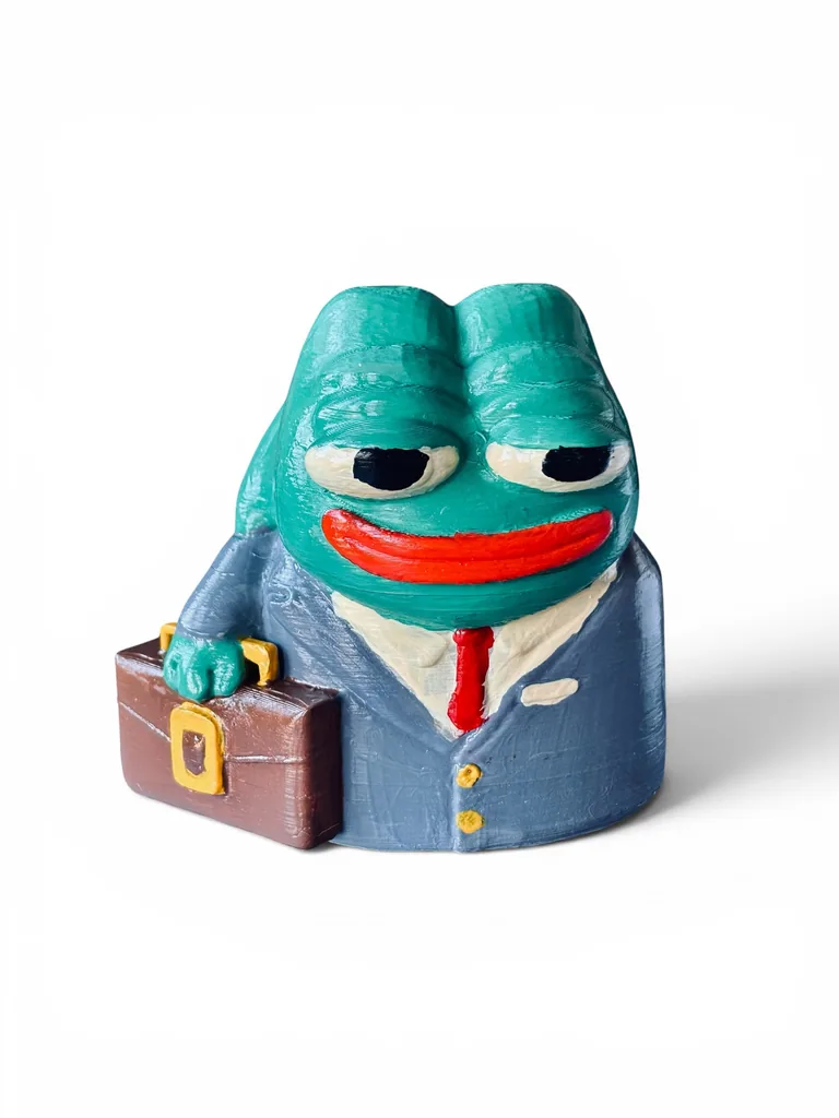 Figura de rana ejecutiva pintada a mano